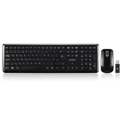 Perixx PERIDUO-703B DE, Kabellose Tastatur und Maus Set, 2.4G Funkt mit bis zu 10m Reichweite, Mini USB Empfänger, Klavierlack Schwarz , QWERTZ DE Layout