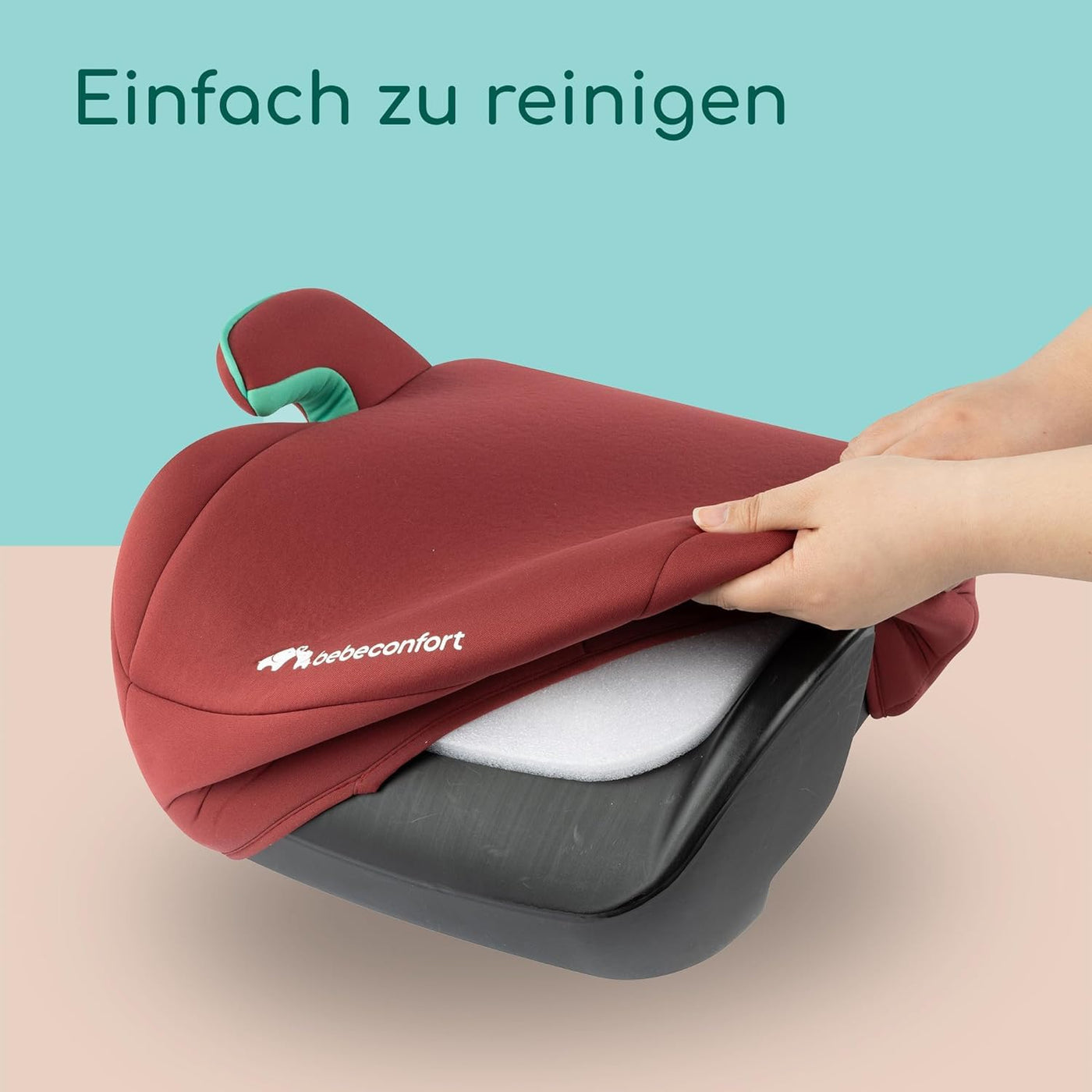 Bebeconfort Manga i-Safe, Reboarder Kindersitz, 6–12 Jahre, 125–150 cm, Folgekindersitz, Kompakt & Leicht (<1 kg), Einfache Gurtmontage, Gepolstert, Soft-Touch-Gewebe, Full Sunset
