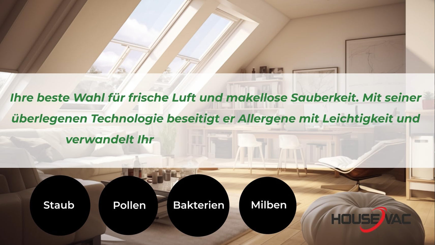 HouseVac Zentralstaubsauger HV-755ST-35H + Premium Reinigungszubehör-Kit 7.5m zur Reinigung Ihres Hauses|Saugkraft 755 AirWatts|Ametek Motor-1700W 2 Turbinen Soft Start/Stop| Hybridzyklonfiltration