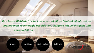 HouseVac Zentralstaubsauger HV-755ST-35H + Premium Reinigungszubehör-Kit 7.5m zur Reinigung Ihres Hauses|Saugkraft 755 AirWatts|Ametek Motor-1700W 2 Turbinen Soft Start/Stop| Hybridzyklonfiltration