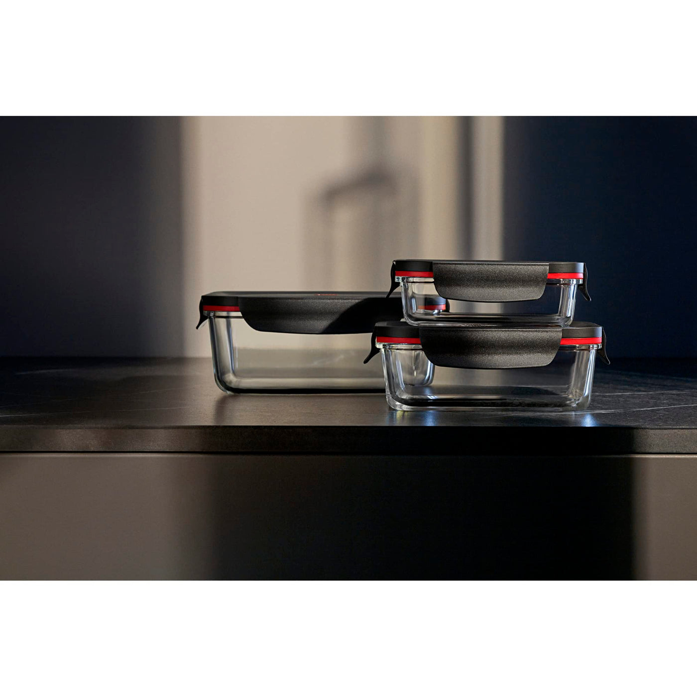 Silit Storio Vorratsdose-Set 3-teilig, Glas, Vorratsglas, luftdichter Aroma-Deckel, Frischhaltedosen zum Vorbereiten, Aufbewahren und Servieren