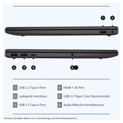 HP 250 G10 Laptop, Intel Core i5-1334U, 32 GB DDR4 RAM, 1 TB PCIe SSD, 15.6" FHD, Intel Iris Xe Graphics, QWERTZ Tastatur, Windows 11 Pro, Anthrazit