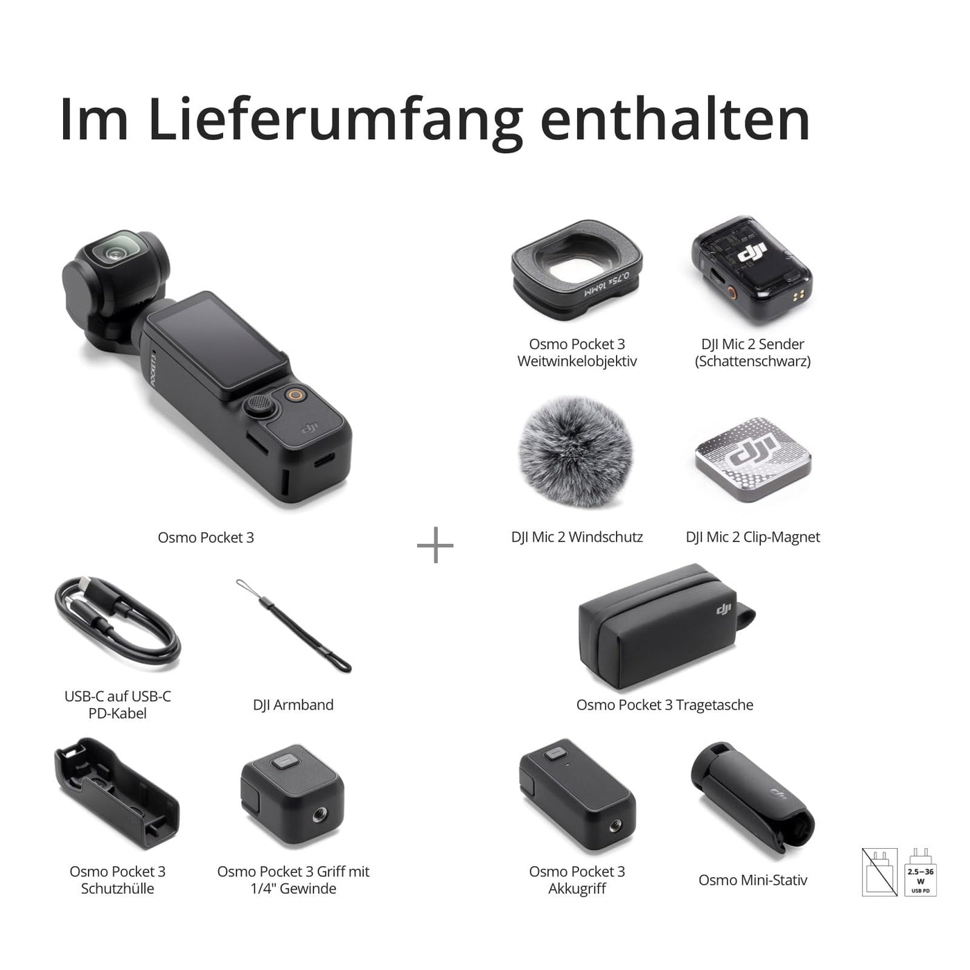 DJI Osmo Pocket 3 Kreativ Combo, vlog kamera 4K mit 1-Zoll-CMOS und 4K/120 fps Video, 3-Achsen-Stabilisierung, digital kamera, schnelles Scharfstellen, inkl. Mikrofon für klaren Ton, YouTube