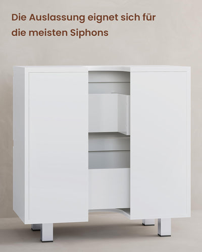 KIMENICH Waschbeckenunterschrank, Badezimmerschrank mit 2 Große Schubladen, Unterschrank Waschbecken mit Füßen, Viel Stauraum, 60 x 30 x 56 cm, Weiß