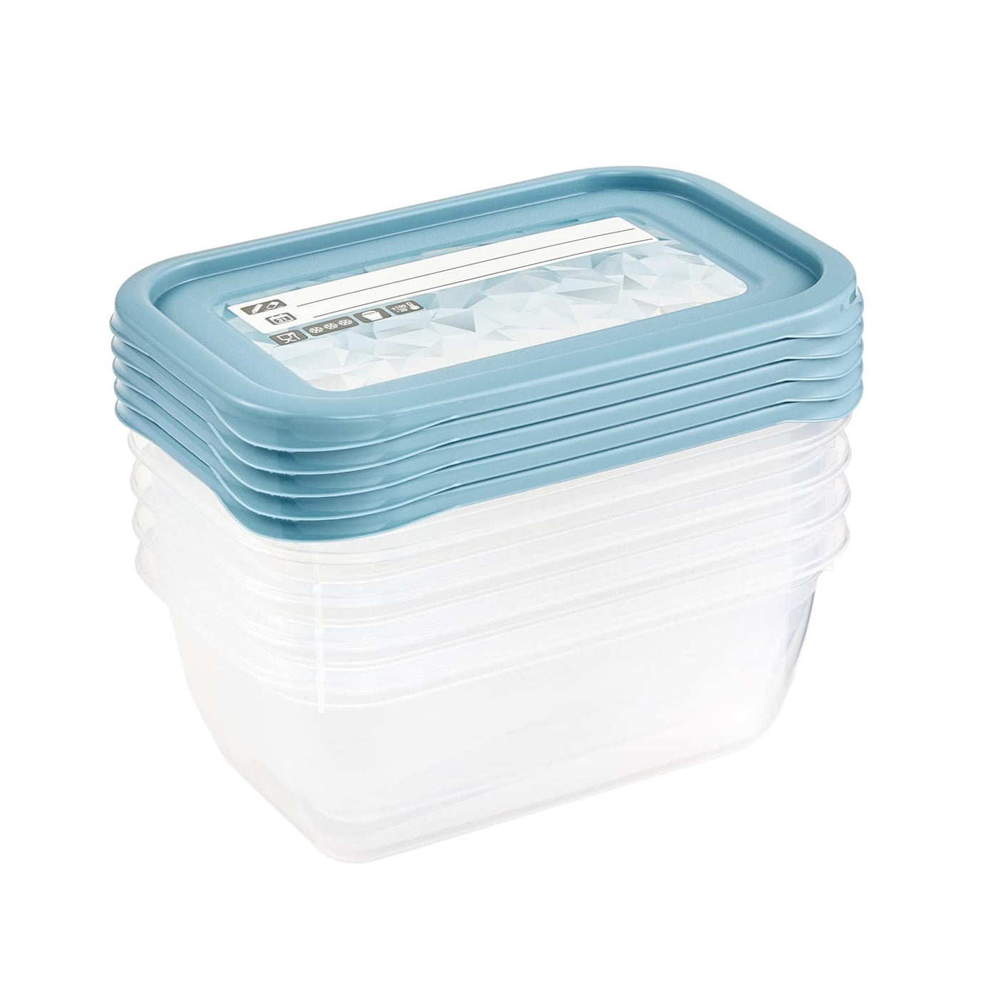 keeeper Tiefkühldosenset 5-teilig, Wiederbeschreibbarer Deckel, 5 x 500 ml, 15,5 x 10,5 x 6 cm, Mia Magic Ice, Nordic Blue