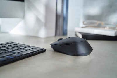 Rapoo 9700M kabelloses Tastatur-Maus Set Wireless Deskset 1600 DPI Sensor wiederaufladbarer Akku flaches Aluminium Design DE-Layout QWERTZ PC & Mac - dark grey