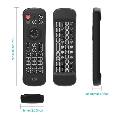 Rii MX6 2.4G Hintergrundbeleuchtung Air Mouse+Wireless Keyboard+6Achsen Somatosensory Fernbedienung +Microphone+IR Lernen Tasten 5 in1 für Mini PCs/Smart TV/Android TV Box/Raspberry Pi(US Layout)