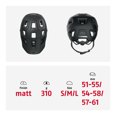 ABUS MTB-Helm MoDrop - robuster Fahrradhelm mit guter Belüftung für Mountainbiker - individuelle Passform - für Damen und Herren - Schwarz Matt, M