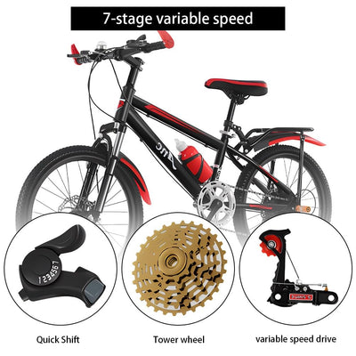 20" 22" Zoll Kinder Jungen Fahrrad Mountainbike Fahrrad Federgabel 7 Gang MTB Bike Hartstahl Citybike Scheibenbremse System Kinderfahrrad