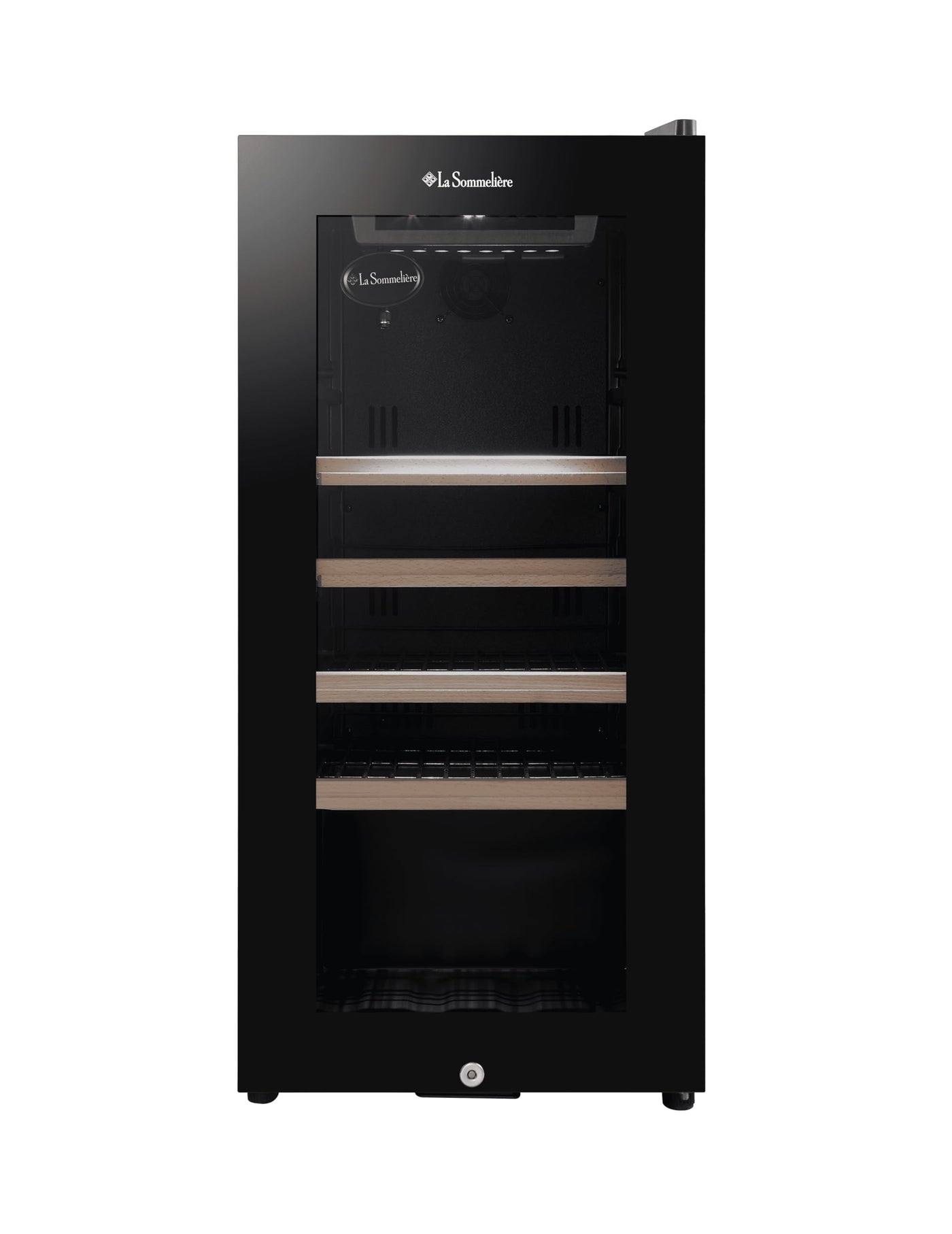 La Sommeliere - Weinkühlschrank LS38BLACK, 38Flaschen, Temperier-Servier-Weinschrank, Glastür aus UV-undurchlässigem Glas, Temperaturbereich von 5°C bis 20°C, freistehend