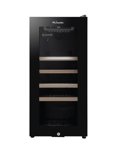 La Sommeliere - Weinkühlschrank LS38BLACK, 38Flaschen, Temperier-Servier-Weinschrank, Glastür aus UV-undurchlässigem Glas, Temperaturbereich von 5°C bis 20°C, freistehend