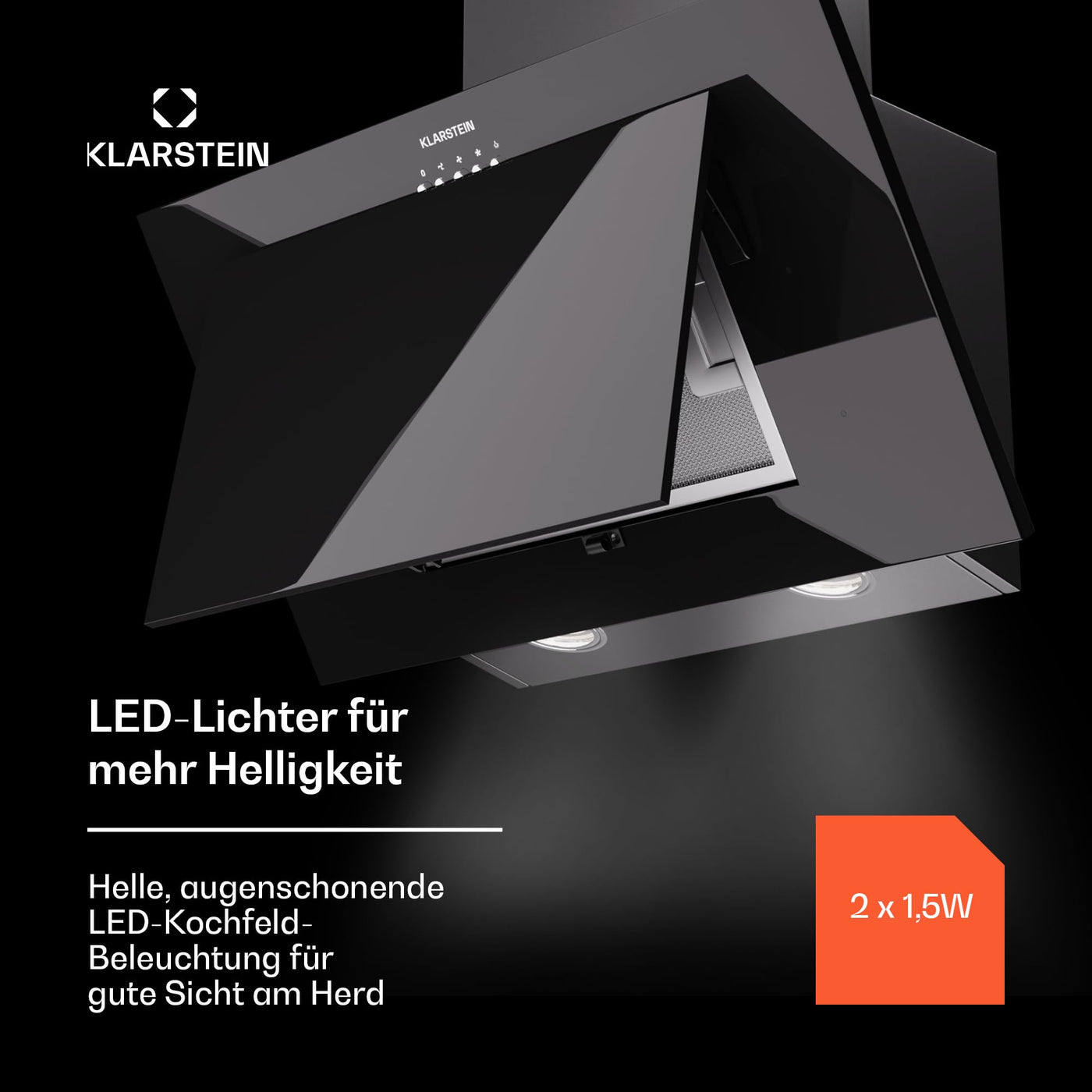 Klarstein Dunstabzugshaube 60cm, Abluft/Umluft Dunstabzugshaube mit Spülmaschinenfestem Filter, Energieeffizienz A++, LED-Beleuchtung, Leise Abzugshaube mit 305m³/h Luftstrom, Effiziente Wandhauben
