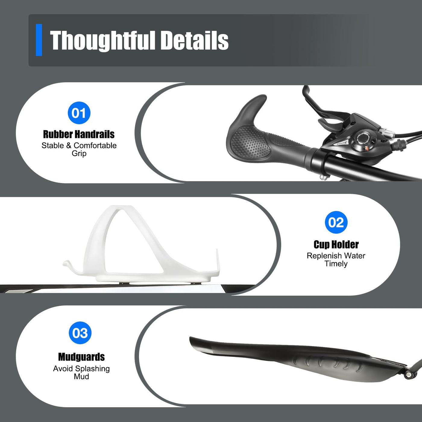 KLOOLIVE Mountainbike Faltrad 21 Gang 26 Zoll Klapprad Erwachsene Fahrrad Verstellbares MTB mit Scheibenbremse Warnlicht Schwarz