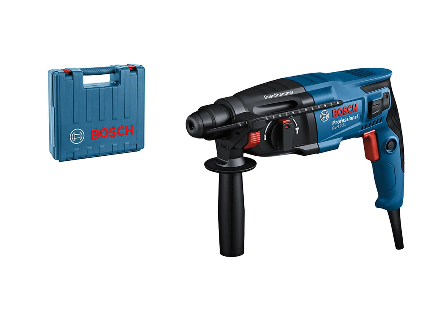 Bosch Professional Bohrhammer GBH 2-21 (mit SDS plus, inkl. Zusatzhandgriff, Maschinentuch, Tiefenanschlag, Handwerkoffer)