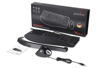 Perixx Periduo-505, Ergonomische Tastatur und Vertikale Maus Desktop Set, Geteiltes Tastenfeld, 4-Wege-Scrollrad, Anpassbare Handballenauflage, Flache Tasten, USB-Kabelgebunden, DE QWERTZ