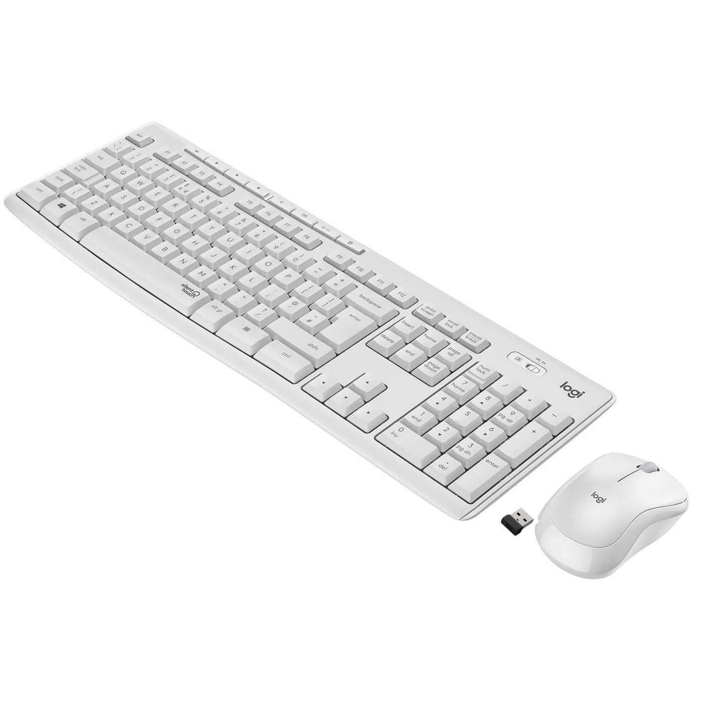 Logitech MK295 kabelloses Tastatur-Maus-Set mit SilentTouch-Technologie, Shortcut-Tasten, optischer Spurführung, Nano USB-Empfänger, verzögerungsfreier Drahtlosverbindung, Skand. QWERTY-Layout - Weiß