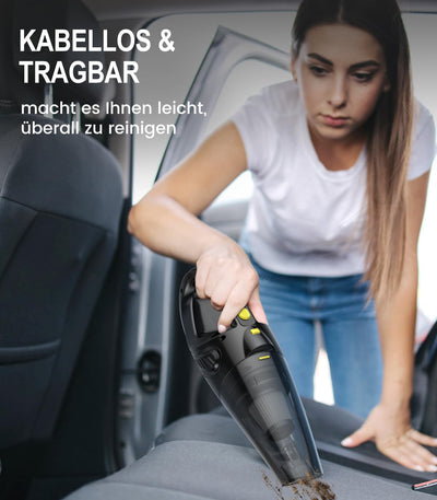 Uythumidid Handstaubsauger Akku Kabellos, Auto Autostaubsauger, HS6 Mini Tragbarer Staubsauger mit 3 Waschbar HEPA Filtern, Starke Absaugung, LED-Lichter für Haus/Büro/Haustier/Auto/Sofa/Teppiche