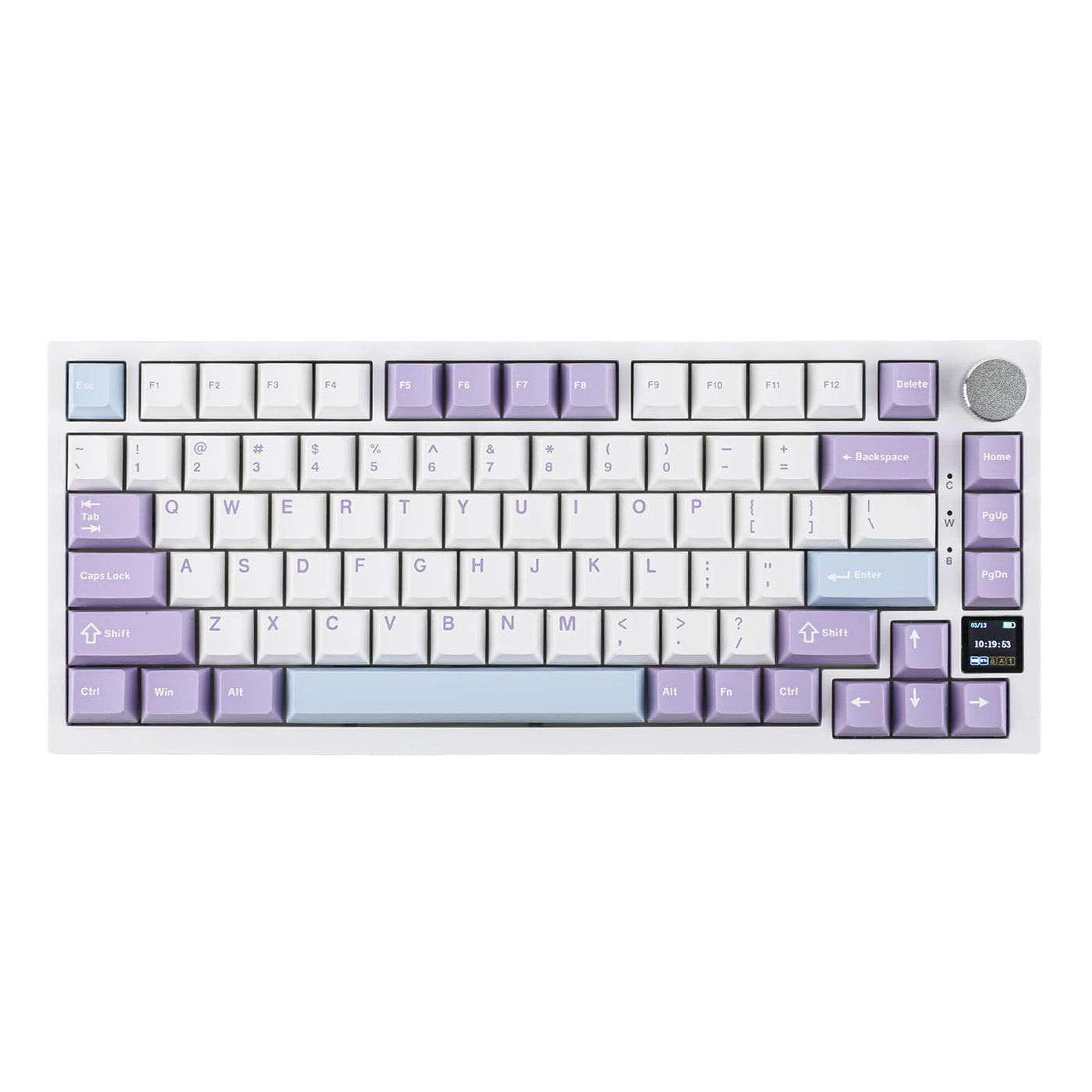 EPOMAKER Ajazz AK820 Pro Gasket Mechanische Tastatur mit Kabel/Bluetooth/kabellos, TFT Bildschirm, beleuchtet RGB, Schalldümpfende Foam für Win/Mac/PC (White Purple, Ajazz Gift Switch)