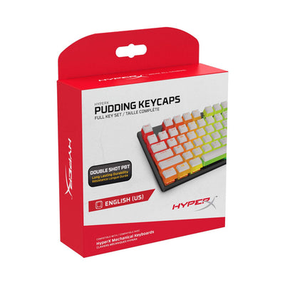 HyperX Pudding Keycaps – Vollständiger Tastensatz – PBT – {Weiß} – English (US) Layout – 104 Key, Hintergrundbeleuchtet, OEM Profil