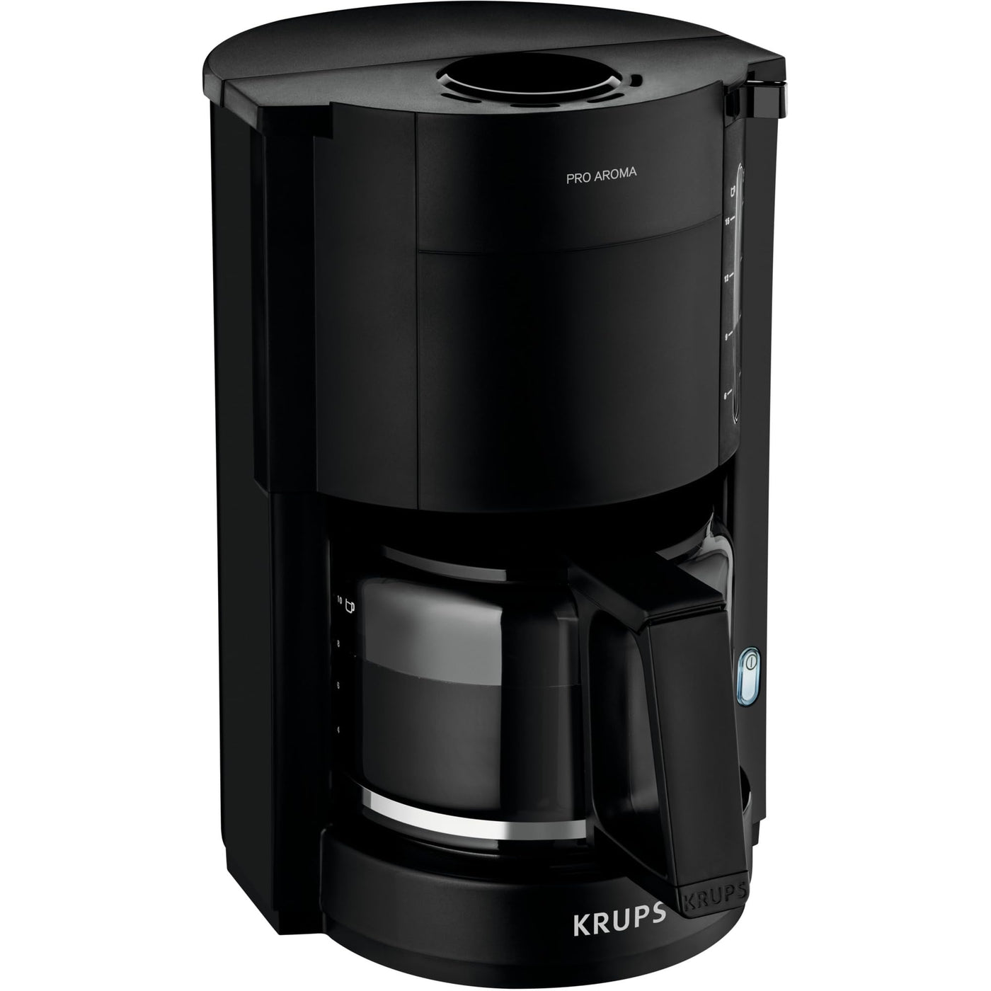 Krups F30908 ProAroma Filterkaffeemaschine mit Glaskanne, 1,25L Füllmenge, 10-15 Tassen, 1050W, Schwarz