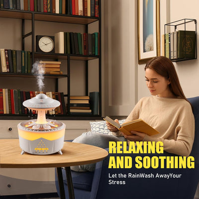 OneNine 450ML Regen Wolken luftbefeuchter, Diffusor für ätherisches Öl mit 7 Farben Nachtlicht, Rain Cloud Humidifier mit Fernbedienung Pilz Wasser Lampe Raumbefeuchter für Zuhause, Büro, Zimmer