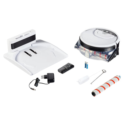 MEDION Wischroboter mit Wassertank (intelligente Navigation, Bodenreiniger mit Walze für Holzboden Hartboden Parkett, getrennter Schmutzwassertank/Frischwassertank, MD 20053) weiß