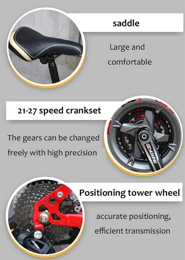 Mountainbike 24/26 Zoll, Fatbike Für Erwachsene, 21 Gang Fahrrad, Rahmen Aus Kohlenstoffstahl, Doppelte Vollfederung, Doppelscheibenbremse C,24in