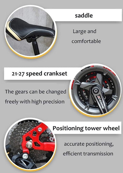 Mountainbike 24/26 Zoll, Fatbike Für Erwachsene, 21 Gang Fahrrad, Rahmen Aus Kohlenstoffstahl, Doppelte Vollfederung, Doppelscheibenbremse C,24in
