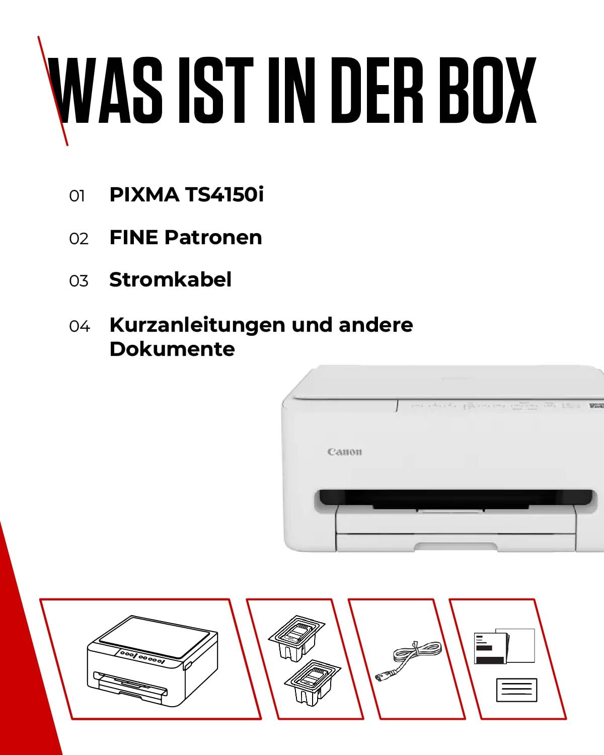 Canon PIXMA TS4150I -WLAN-Multifunktionsdrucker mit Papierkassette und Frontbedienung & Duplexdruck | Kabelloses Drucken vom Smartphone leicht gemacht PIXMA Print Plan kompatibel