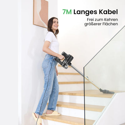 Vexilar 5-in-1 Staubsauger, 600W/28KPa Staubsauger mit Kabel, Leicht Handstaubsauger mit 7m Kabellänge, 800ml Staubbehälter, Stielstaubsauger mit Kabel für Boden, Teppich, Haare