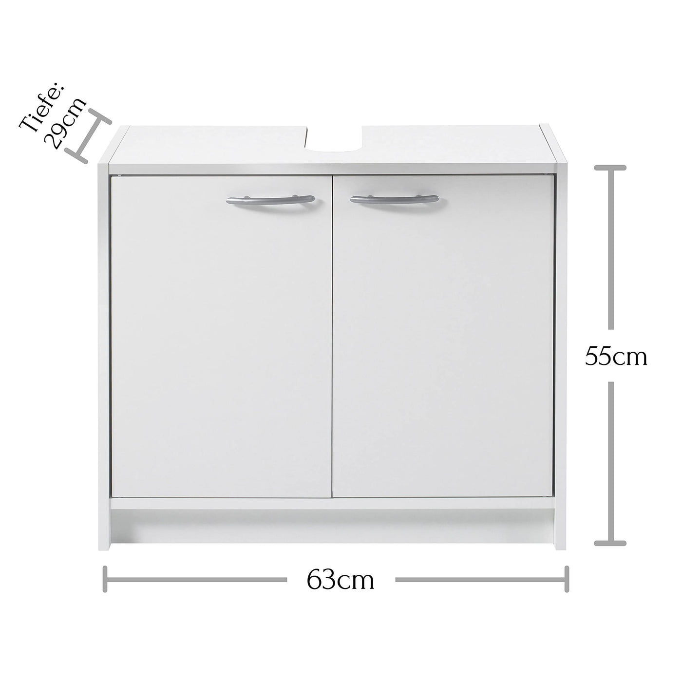 SMASH Badezimmer Waschbeckenunterschrank in Weiß matt - Schlichter Bad Unterschrank Badezimmerschrank mit viel Stauraum - 63 x 55 x 29 cm (B/H/T)