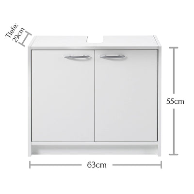 SMASH Badezimmer Waschbeckenunterschrank in Weiß matt - Schlichter Bad Unterschrank Badezimmerschrank mit viel Stauraum - 63 x 55 x 29 cm (B/H/T)