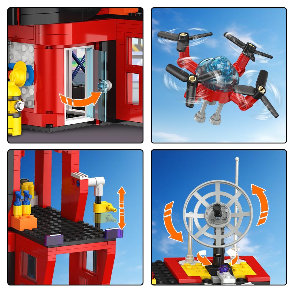 HiWEEGO 3 IN 1 City Feuerwehr Löschflugzeug Bauspielzeug, Flugzeug Bausteine Spielzeug, 803 Teiles Feuerwehr Flugzeuge Bausatz Geburtstag Kinder Jahren Jungen Mädche ab 6 7 8