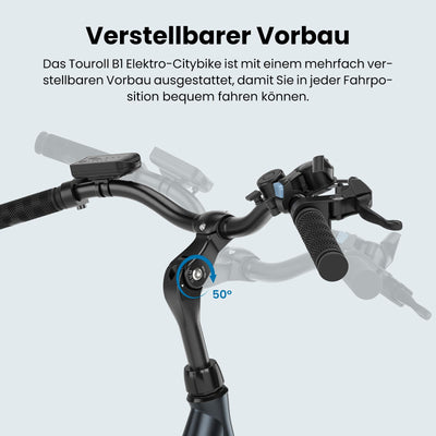 Touroll B1 26 Zoll City E-Bike mit 250W Motor und 36V 15.6Ah Akku Pedelec Cityräder Elektrofahrrad, Max Geschwindigkeit 25km/h Max Reichweite 90km, Erwachsene Herren Damen Ebike