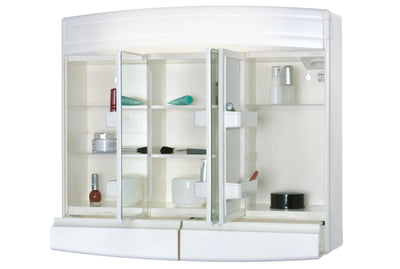 Sieper Spiegelschrank Topas Eco mit LED Beleuchtung 60 cm breit, Kunststoff Spiegelschrank in Weiß inkl. Steckdose