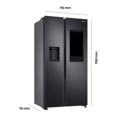 Samsung RS6HA8891B1/EG Side-by-Side Kühlschrank, 178 cm, 614 ℓ, 225 ℓ Gefriervolumen,Family Hub, Premium Black Steel