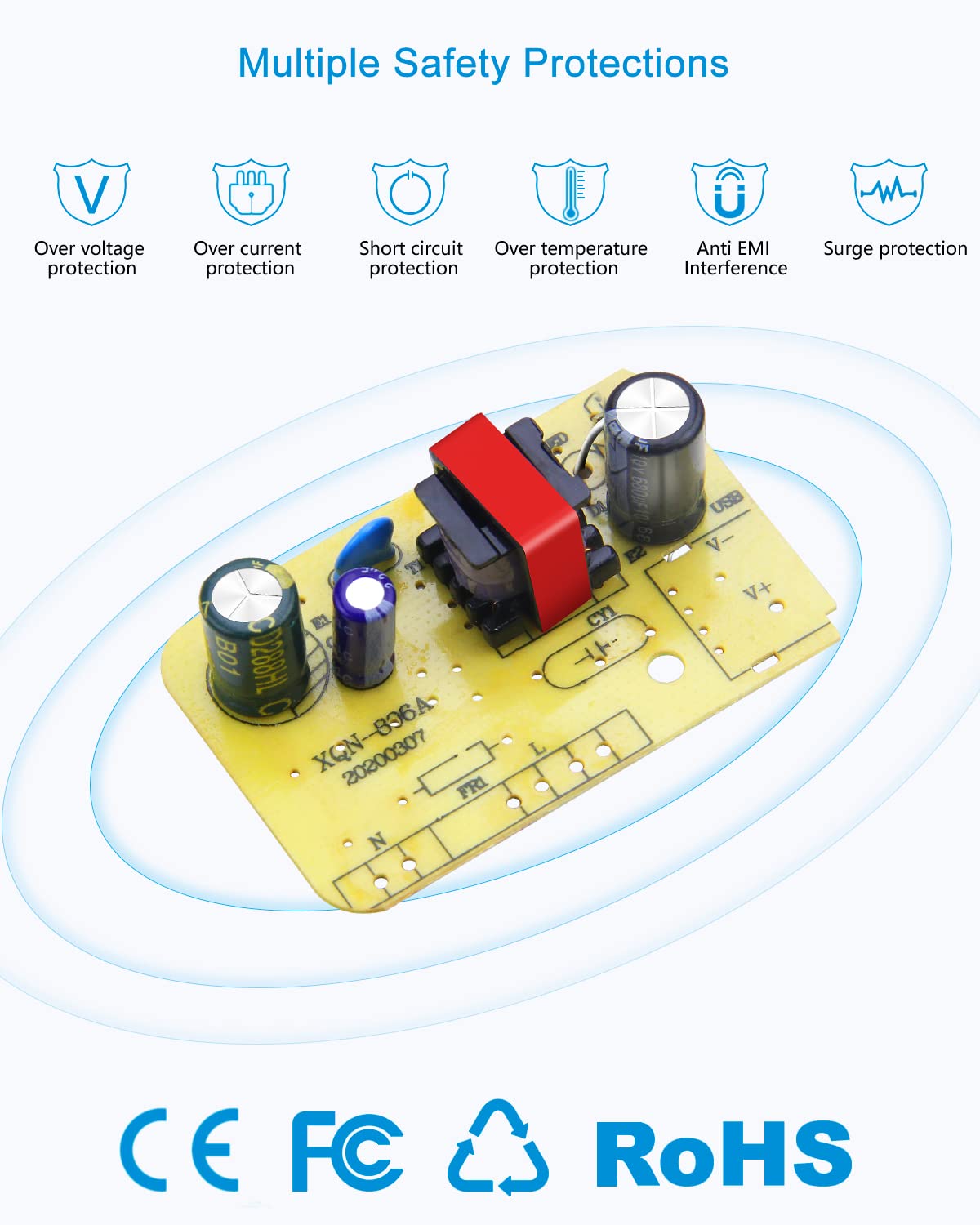 ALITOVE 5V 1A Netzteil DC 5 Volt 5W 1000mA max Steckernetzteil 800mA 650mA 500mA 100mA Adapter Transformator mit 8 Steckers für Raspberry Pi USB-HUB LED Streifen Min Fan MP3/MP4 E-Reader