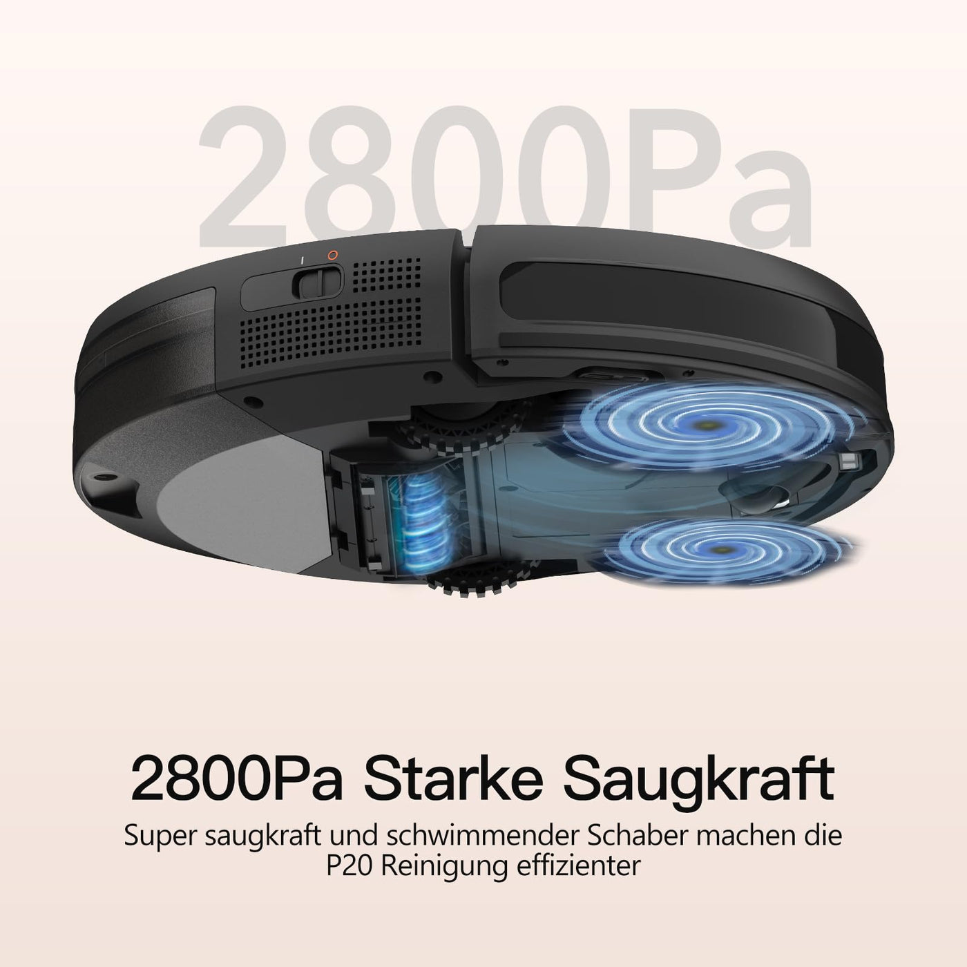 AIRROBO P20 Saugroboter, Roboter Staubsauger mit 2800Pa Saugkraft, Selbstaufladend, WLAN, 120 Minuten Laufzeit, Roboterstaubsauger für Teppiche, Tierhaare, Hartböden