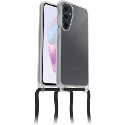 OtterBox React Necklace Hülle für Samsung Galaxy A35 5G, ultraschlanke, schützende Hülle mit Verstellbarer und Abnehmbarer Handykette, Getestet nach Militärstandard, Transparent