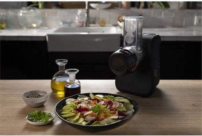 Tefal MB77EN Eco Respect Reibe, elektrische Reibe mit 200-W-Motor, 3 verschiedene Kegel-Aufsätze, Eco-Design, 9% recycelter Kunststoff, schwarz