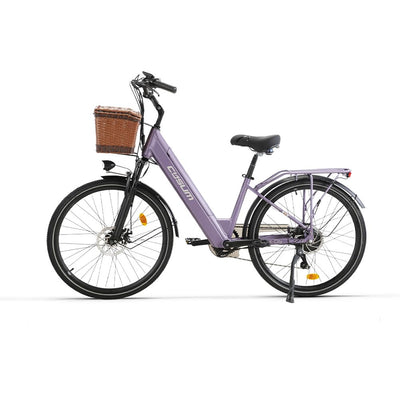 cysum X-City 26 Zoll Elektrofahrrad für Erwachsene, City E-Bike für Damen, abnehmbarer 48 V 10,4 Ah Akku, 25 km/h 80 km Reichweite, Urban Commuter E-Bike (Violett)
