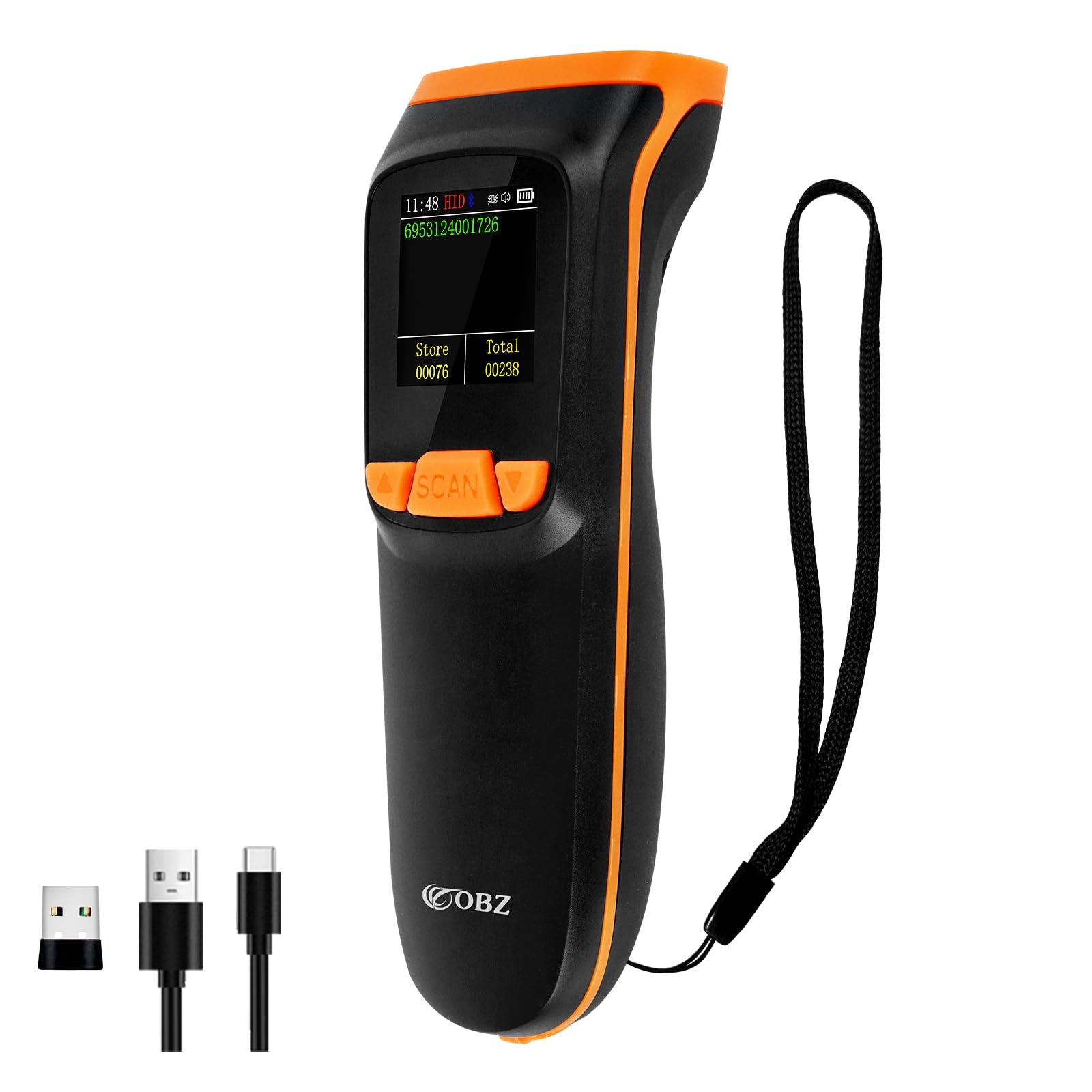 1D 2D Bluetooth Barcode Scanner Kabellos mit Display, OBZ Wireless QR ...