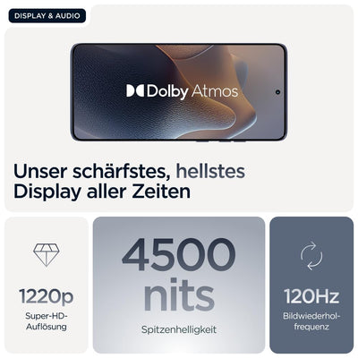 Motorola Edge 60 Fusion Smartphone (6,67“-Super-HD-Display, 50-MP-Kamera mit Moto AI, 8/256 GB, 5200 mAh, Android 15) Pantone Slipstream, inkl. Schutzcover + Handyhalter