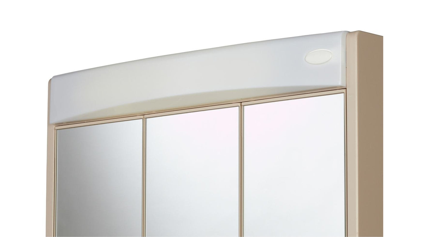 Jokey Spiegelschrank Saphir mit LED Beleuchtung 60 cm breit, Kunststoff Spiegelschrank in Bahamabeige, inkl. Steckdose