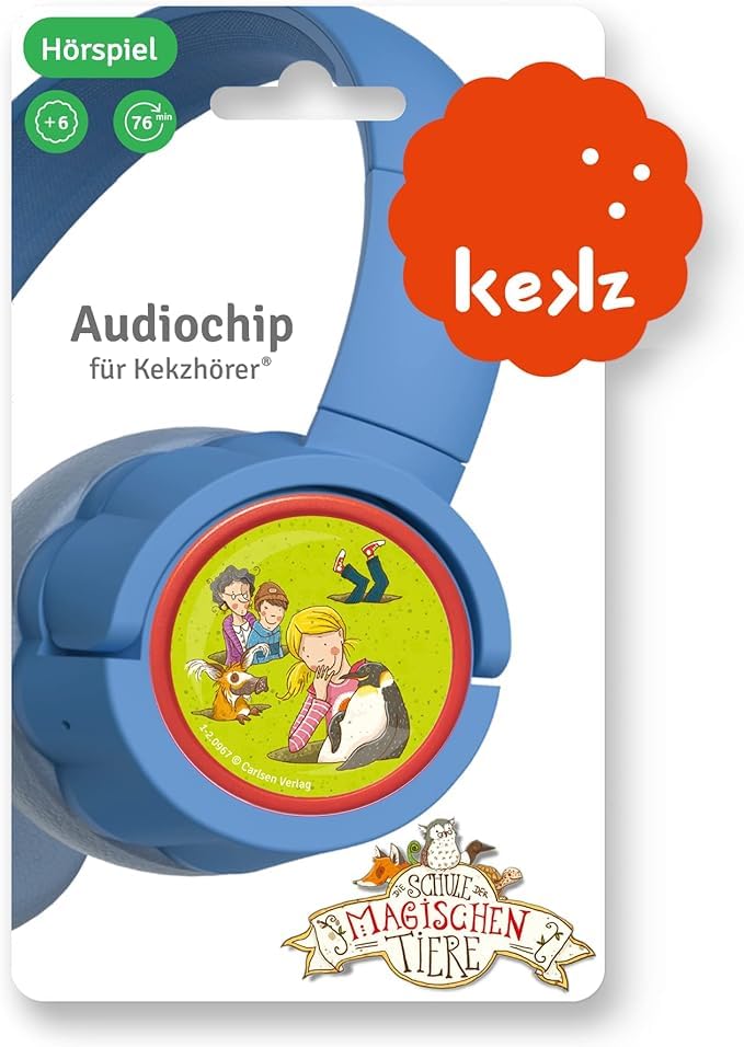 Kekz Starterset: Kekzhörer blau inkl. Cookie Crew Hörspiel & Wunderkekz, Amazon exklusiv mit 2x Audiochip „Die Schule der magischen Tiere“, Kopfhörer für Kinder, Reisekopfhörer für unterwegs & zuhause