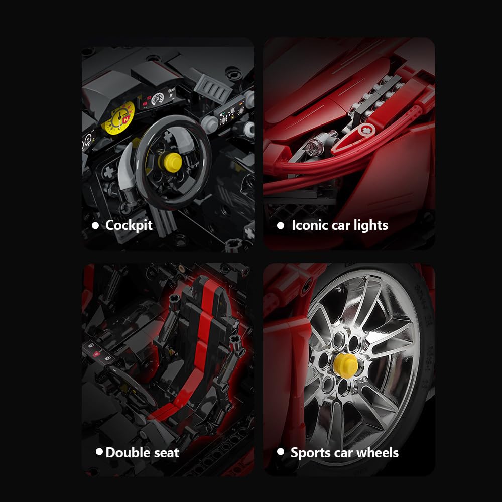 CaDA Master C61042w Supercar 488 Klemmbausteine,3187/pcs Technik Groß Ferngesteuert Auto 1:8 Bausteine,MOC Sportwagen Modell Spielzeug für Erwachsene und Jugendliche