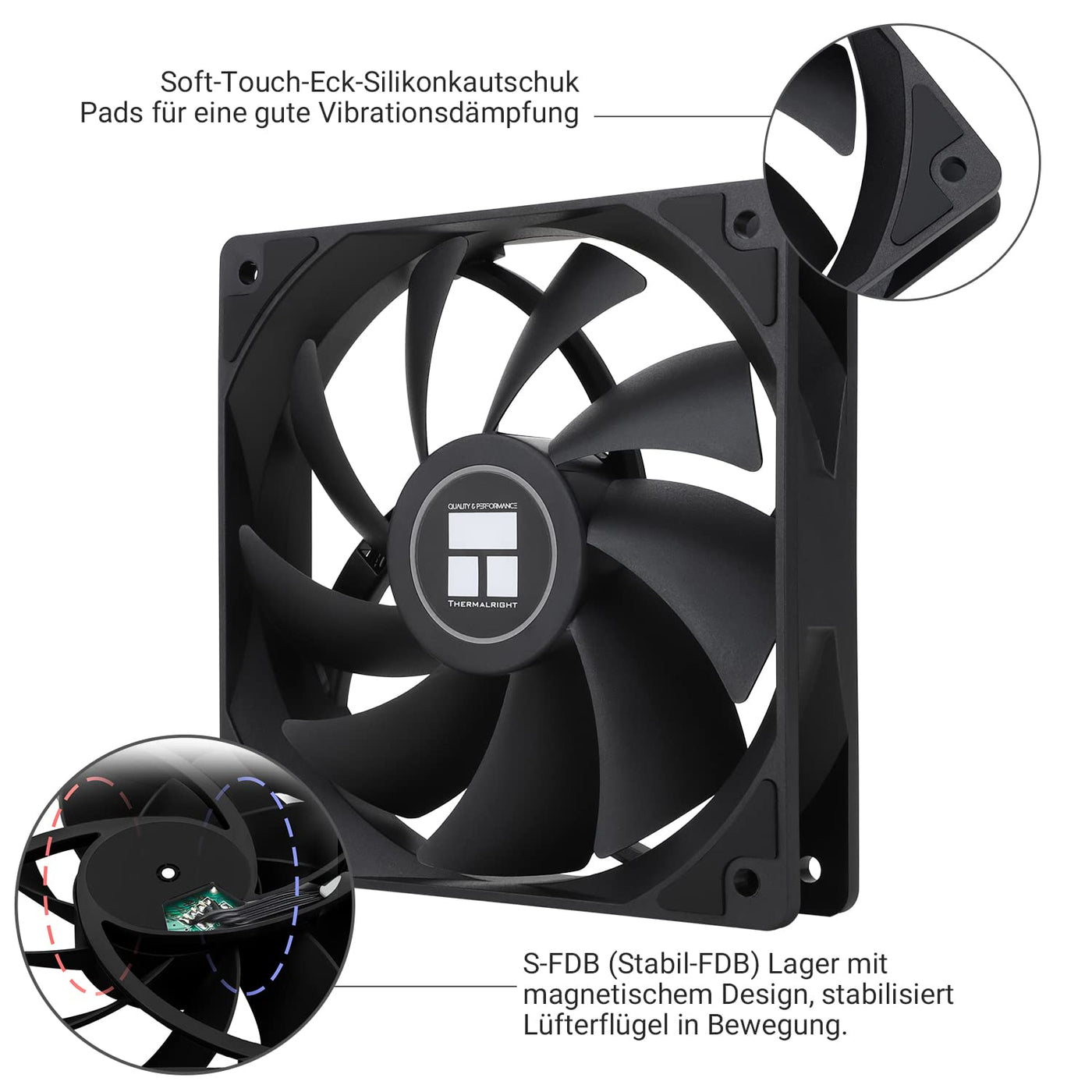Thermalright TL-C12C CPU-Lüfter 120mm Gehäuse Kühler Lüfter, 4Pin PWM Silent Computer Lüfter mit S-FDB Lager enthalten, bis zu 1550RPM Lüfter