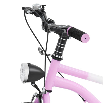 Kinderfahrrad 16 Zoll,Fahrrad Kinder mit Stützräder&Licht,Rahmen aus kohlenstoffreichem Stahl,Fahrrad für Kinder von 5-8 Mädchen&Jungen (Rosa)