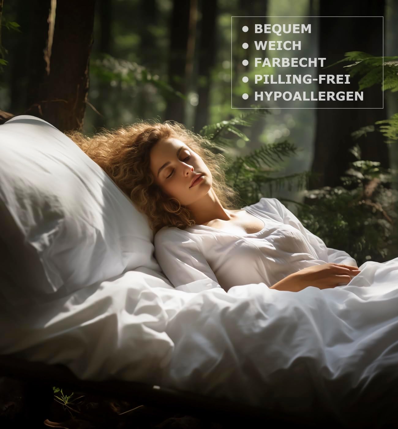 SALAD HOUSE Weiße Bettwäsche 135x200 Baumwolle, Allergiker Bettwäsche-Sets, Duvet Cover, Herbst Bettbezug + Satin Kissenbezug 80x80, Room Decor Bettwaren & Bettwäsche, 400TC