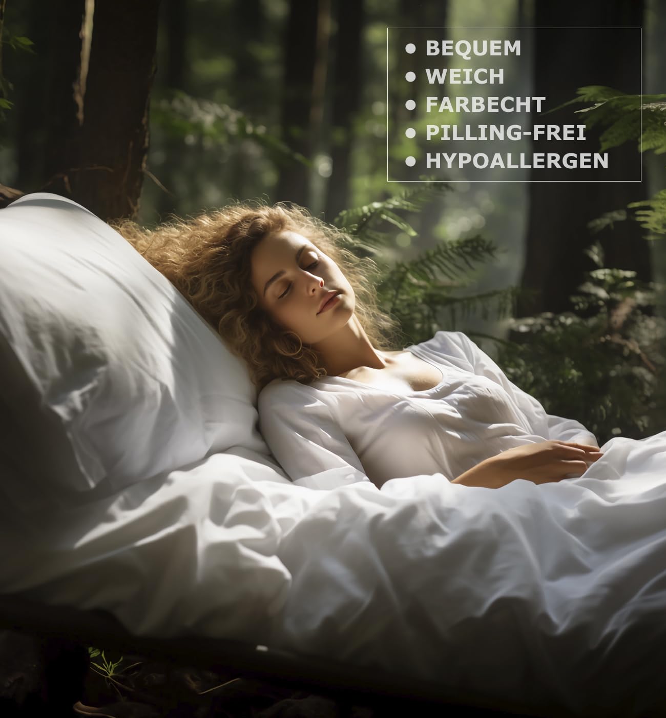 SALAD HOUSE Weiße Bettwäsche 135x200 Baumwolle, Allergiker Bettwäsche-Sets, Duvet Cover, Herbst Bettbezug + Satin Kissenbezug 80x80, Room Decor Bettwaren & Bettwäsche, 400TC